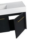 Contemporary 48" Wall Mounted Bathroom Vanity With Resin Sink And Soft Closing Doors And Line - Black Chestnut by HouseOfZazla
