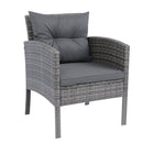 6 Piece Patio Wicker Sectional Set Patio Backyard Conversation Set Grey Wicker + Dark Grey Cushion