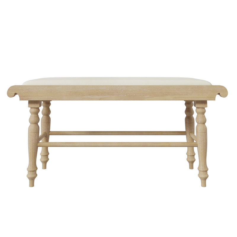 6-peice Dining Set with Turned Legs, Kitchen Table Set with Upholstered Dining Chairs and Bench,Retro Style, Natural