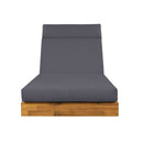 Modern Acacia Wood Outdoor Chaise Lounge with Adjustable Headrest