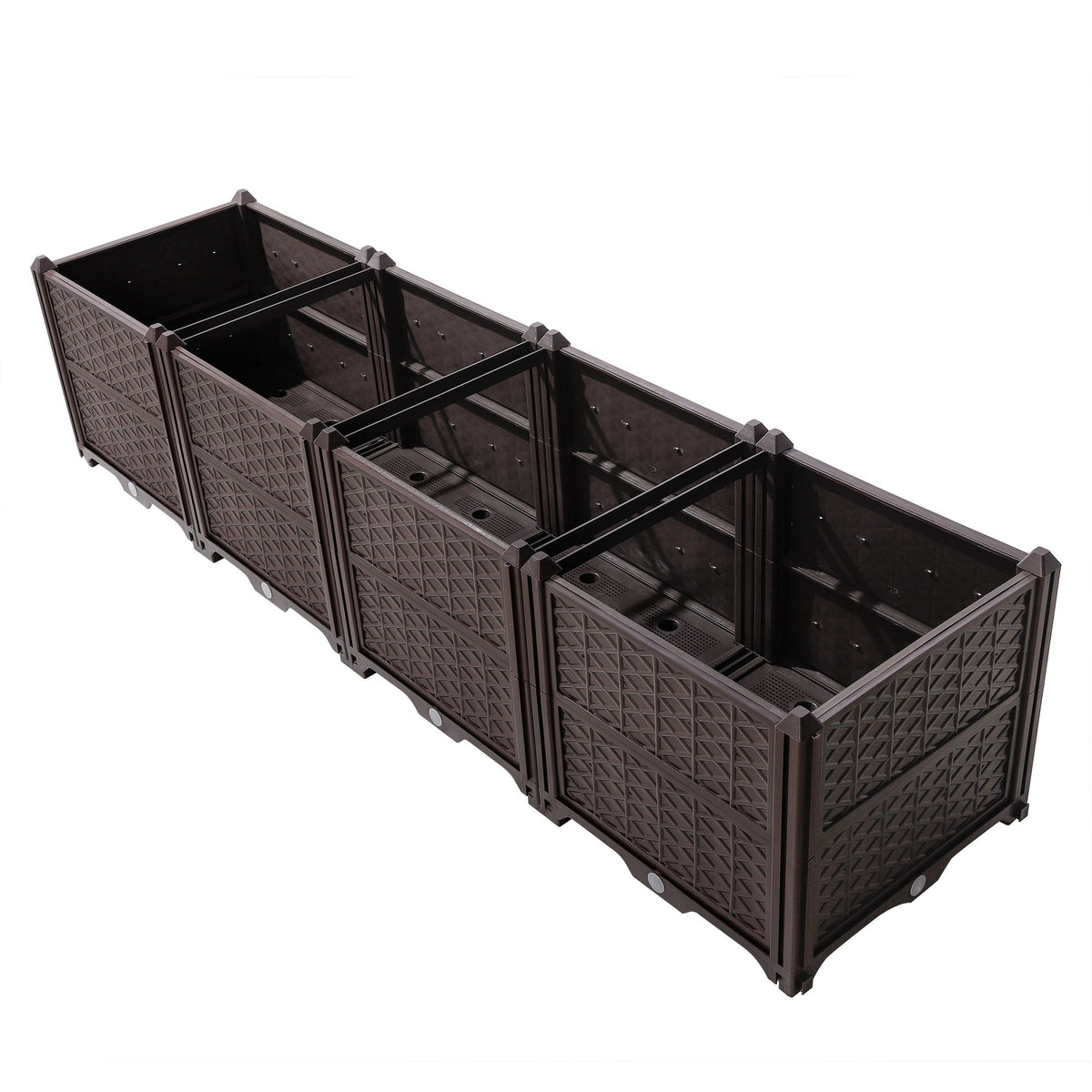 Indoor / Outdoor Rectangular Plastic Planting Box Kit For Vegetables, Herbs, Flowers & Succulents, Coffee, Polypropylene, 62.80" - Coffee, photo 6 of 10
