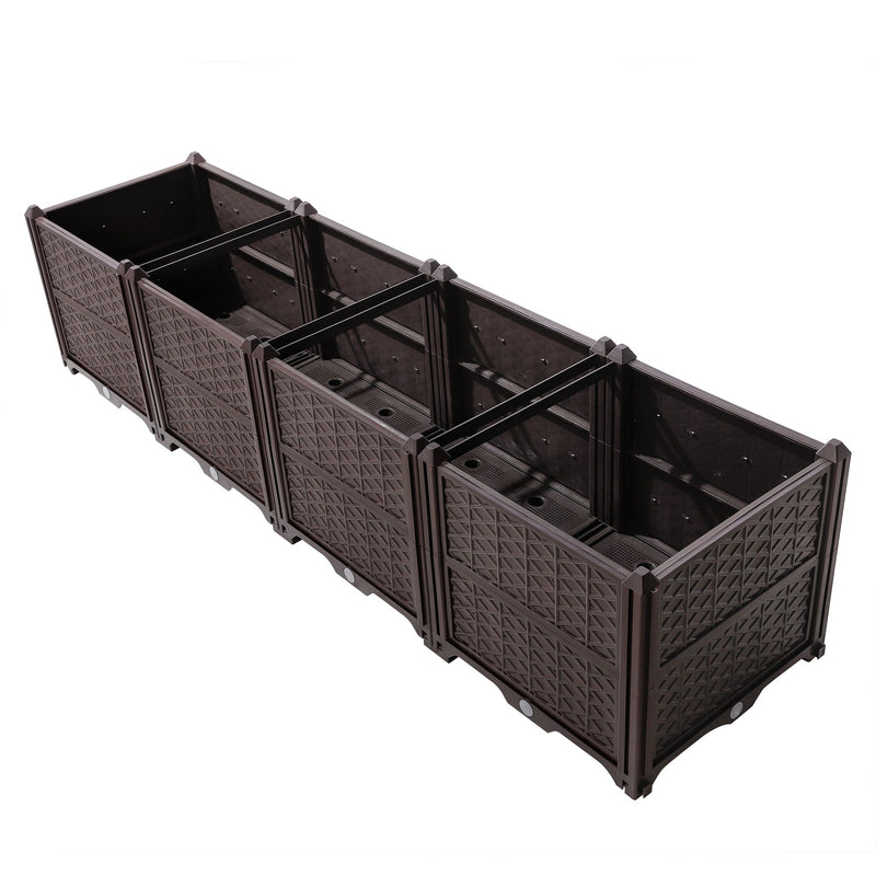 Indoor / Outdoor Rectangular Plastic Planting Box Kit For Vegetables, Herbs, Flowers & Succulents, Coffee, Polypropylene, 62.80" - Coffee, photo 6 of 10