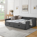 Upholstered Tufted Daybed With 2 Drawers, Waved Arms by HouseOfZazla