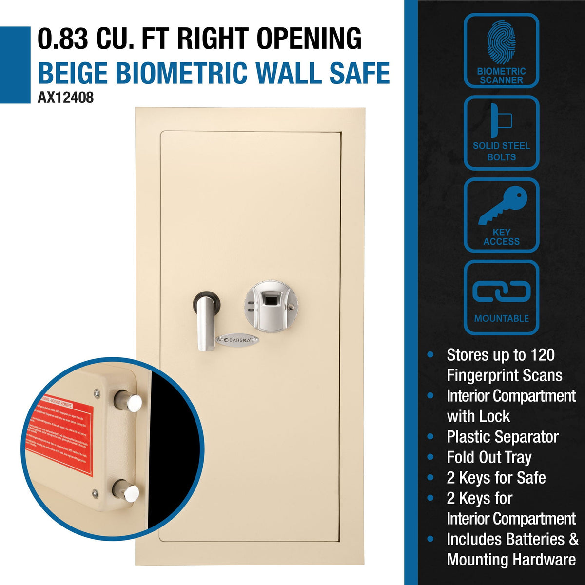 Durable Biometric Wall Safe, photo 14 of 23