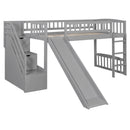 Loft Stairway Bed With 2 Drawers, Convertible Ladder And Slide by HouseOfZazla