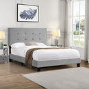 Full Size Upholstered Platform Bed Frame With Tufted Headboard - Gray