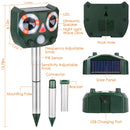 Ultrasonic Animal Repeller Solar Powered Animal Repellent Motion Sensor Animal Chaser IP55 Waterproof for Farm Garden Yard to Drive Deer Raccoon Squir