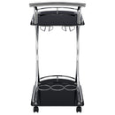 Elfman 2-tier Glass Shelf Metal Bar Cart Black and Chrome