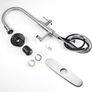 3 In 1 Kitchen Faucet With Press Type Glass Rinser, High Arc Pull Down Sprayer