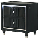 Ravenne 2-drawer Velvet Upholstered LED Nightstand with USB Black