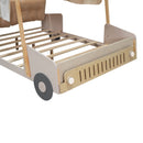 Twin Size Car Bed & Pillow, Ceiling Cloth And LED - Natural by HouseOfZazla