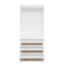 Wardrobe With 3 Drawers High Wardrobe Armoire With Rattan For Living Room Organizer - White by HouseOfZazla