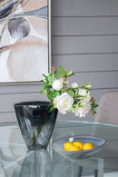 9.3x4.7x9.3' Smokey Black Glass Vase with Gold Rim by HouseOfZazla