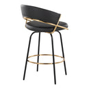 Jie - Fixed Height Contemporary Counter Stool With Swivel Round Footrest (Set of 2) by HouseOfZazla