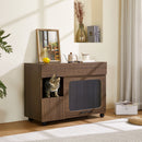Furniture Style Multi Use Cat Litter Box House With Storage - Walnut by HouseOfZazla