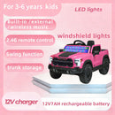 12V Kids Ride On Car With Remote Control, 4 Wheel Shock Absorption, Multifunctional Music Player Perfect Gift For Toddlers - Pink by HouseOfZazla