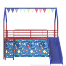 Jack - House Loft Bed With Slide And Curtain Set by HouseOfZazla