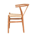 Natural Solid Wood Wishbone Design Backrest Chair with Canvas Seat for Dining Room and Kitchen