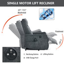 Grey Chenille Single Motor Power Lift Recliner Chair