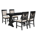 5-Piece Retro Dining Set, Rectangular Wooden Dining Table and 4 Upholstered Chairs for Dining Room and Kitchen (Black)