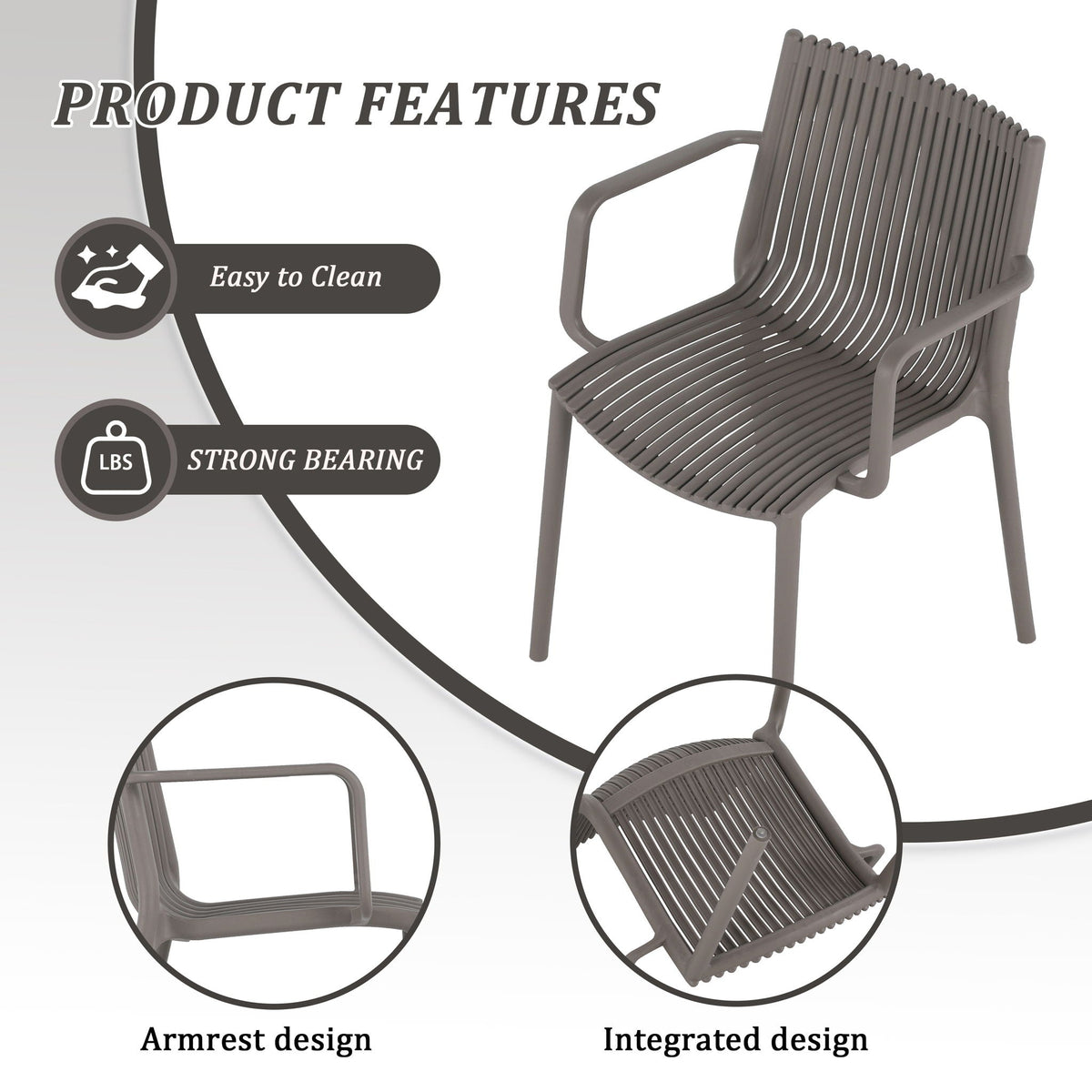 4 Modern Stackable Plastic Armchair Matched With Round Table, photo 11 of 31