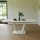 Modern Industrial Style Expandable Dining Table With U Shaped Legs - Antique Gray White by HouseOfZazla