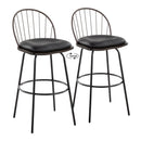 Riley - Claire Farmhouse Fixed Height Barstool With Swivel With Round Footrest (Set of 2) by HouseOfZazla
