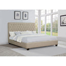 Copper - Eastern King Panel Bed With Tufted Design - Oatmeal by HouseOfZazla