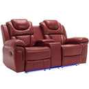 3 Pieces Recliner Sofa Sets Home Theater Seating Manual Recliner Chair With Center Console And LED Light Strip For Living Room by HouseOfZazla