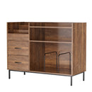 Eco-Friendly Vinyl Record Player Stand With Flip-Top Storage, Media Console With Dual Outlets And Dustproof Drawers by HouseOfZazla