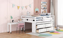 Loft Bed With Retractable Writing Desk And 4 Drawers, With Lateral Portable Desk And Shelves by HouseOfZazla