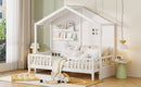House Bed With Shelves, Window And Sparkling Light Strip On The Roof