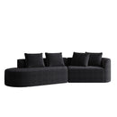 Upholstered Oversized Sectional Sofa, 4 Seater Extra Deep & Wide Seat Curved Cloud Couch With 4 Throw Pillows, Free Combination Living Room - Black by HouseOfZazla
