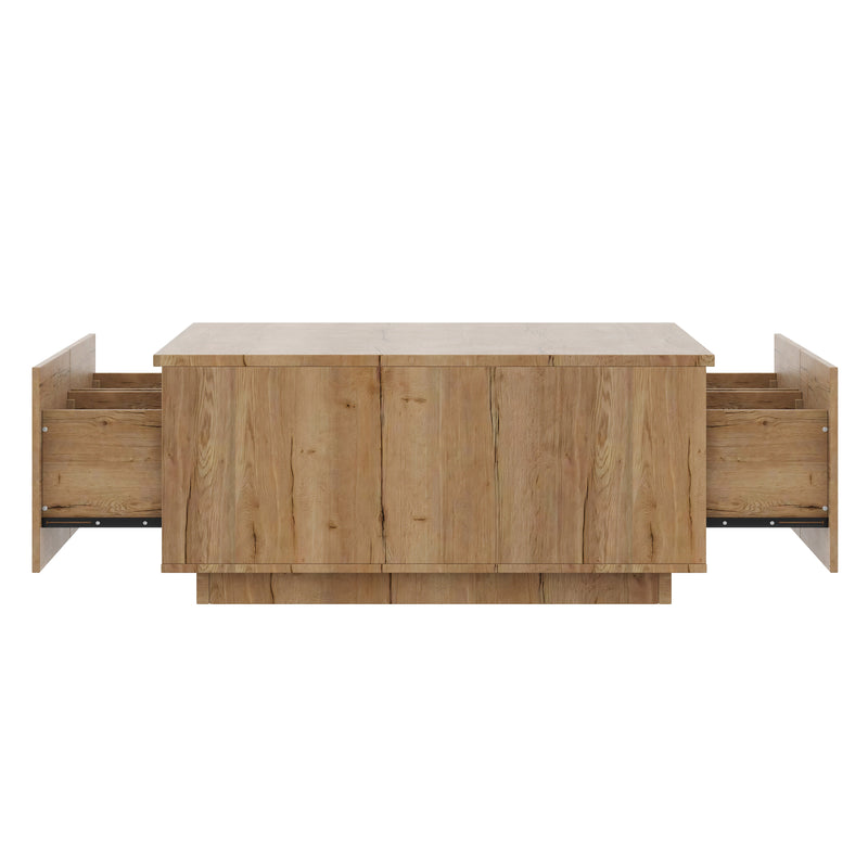33.25-Inch Square Coffee Table with 4 Drawers, Natural, photo 10 of 10