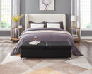 56.7" Bed Bench with Storage Black Leather