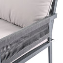 4-Piece Rope Patio Furniture Set, Outdoor Furniture with Tempered Glass Table, Patio Conversation Set Deep Seating with Thick Cushion for Backyard Porch Balcony (Grey)