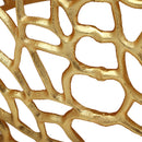 Modern Glam Mesh Coffee Table with Gold Accents and Aluminum Frame