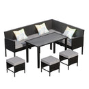 7 Piece Outdoor Furniture Set Waterproof Cushions Glass Table by HouseOfZazla
