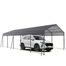 Metal Carport 13 X 26.5 Ft Heavy Duty With Galvanized Steel Roof Metal Garage Canopy With Galvanized Steel Roof & Frame Car Tent Outdoor Storage Shed For Car Boats And Truck - Gray by HouseOfZazla