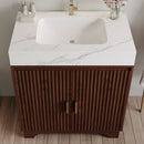 30" Freestanding Sintered Stone Countertop Bathroom Vanity with Ceramic Sink