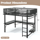 Queen Loft Bed with L-Shaped Desk