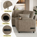 U-Shaped Sectional Sofa Bed With Storage, Charging Ports, And Cup Holders - Brown by HouseOfZazla