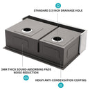 Double Bowl Farmhouse Sink Workstation 33" Stainless Steel 16 Gauge Apron Front - Black / Gray by HouseOfZazla