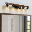 35" Rustic 5-Light Vanity Light, Industrial Bathroom Lighting Fixture
