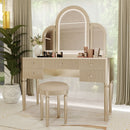 Mirrored Makeup Vanity Table Set With Adjustable Lighting And Storage by HouseOfZazla