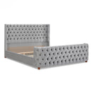 Brooklyn King Tufted Panel Bed Headboard and Footboard Set, Opal Grey Velvet