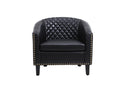 accent Barrel chair living room chair with nailheads and solid wood legs Black pu leather