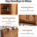 Shoe Cabinet With 5 Tier Freestanding Organizer, Ventilated Doors - Natural Wood by HouseOfZazla