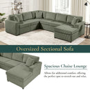 Oversized Sectional U-Shaped Sofa With Chaise Lounge And Three Soft Throw Pillows