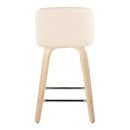 Toriano - Contemporary Fixed Height Counter Stool With Swivel With Square Footrest (Set of 2)